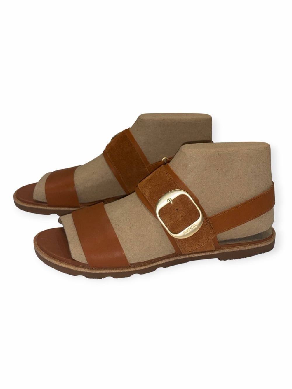 SOREL Ella III Slingback Leather Sandals Iced Tea Brown Size 10 NWT